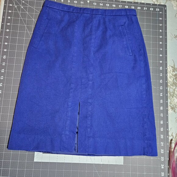 Vintage J Crew Blue A-Line Skirt Back Vent Pockets Knee-Length Zipper - Picture 3 of 15